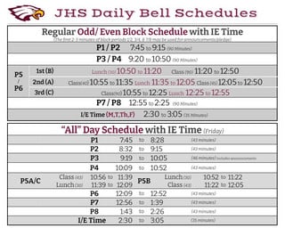 JHS Schedules