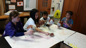 Students creating art